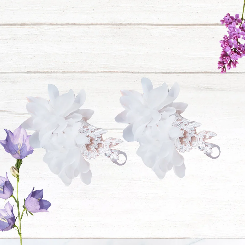 1 زوج الأميرة زهرة قفازات بيضاء قصيرة الدانتيل تقليم الزفاف تأثيري حزب حجم الحرة زهرة المعصم أنيقة