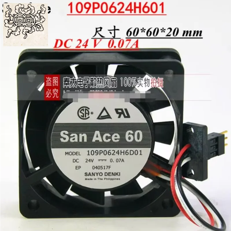

Ltsf For SANYO DENKI 109P0624H6D01 DC 24V 0.07A 60X60x20mm 3-Wire Server Cooling Fan