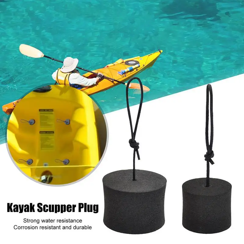 

Kayak Drain Plug Lanyard-Attached Kayak Scupper Plug 4 Pieces Multi-Functional EVA Holes Stopper Bung Replacement Part For Canoe