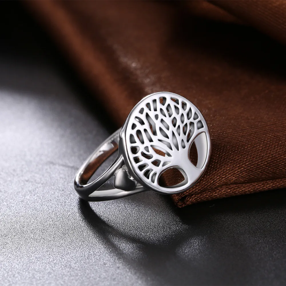 

Wholesale Price Women 925 Sterling Silver Ring Tree Hollow Charms Wedding Jewelry Girl Gift High Quality Fashion Classic