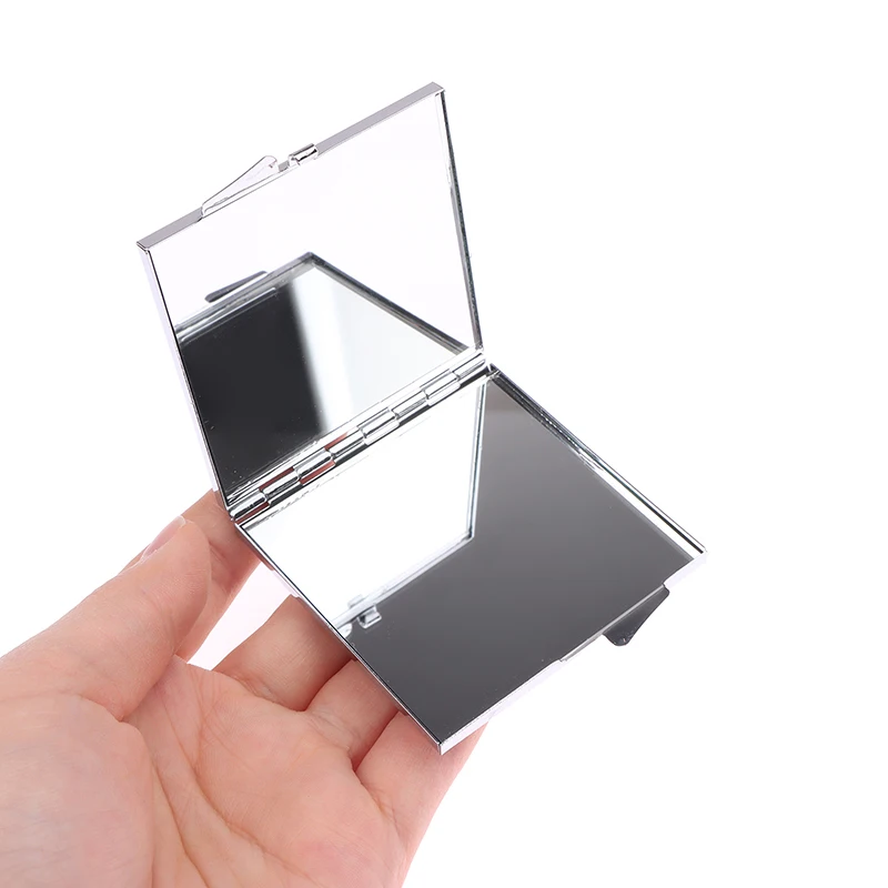 1pcs Portable Women Stainless Steel Makeup Tool Mirror Hand Pocket Folded-Side Cosmetic Make Up Mirror Small Various Shapes