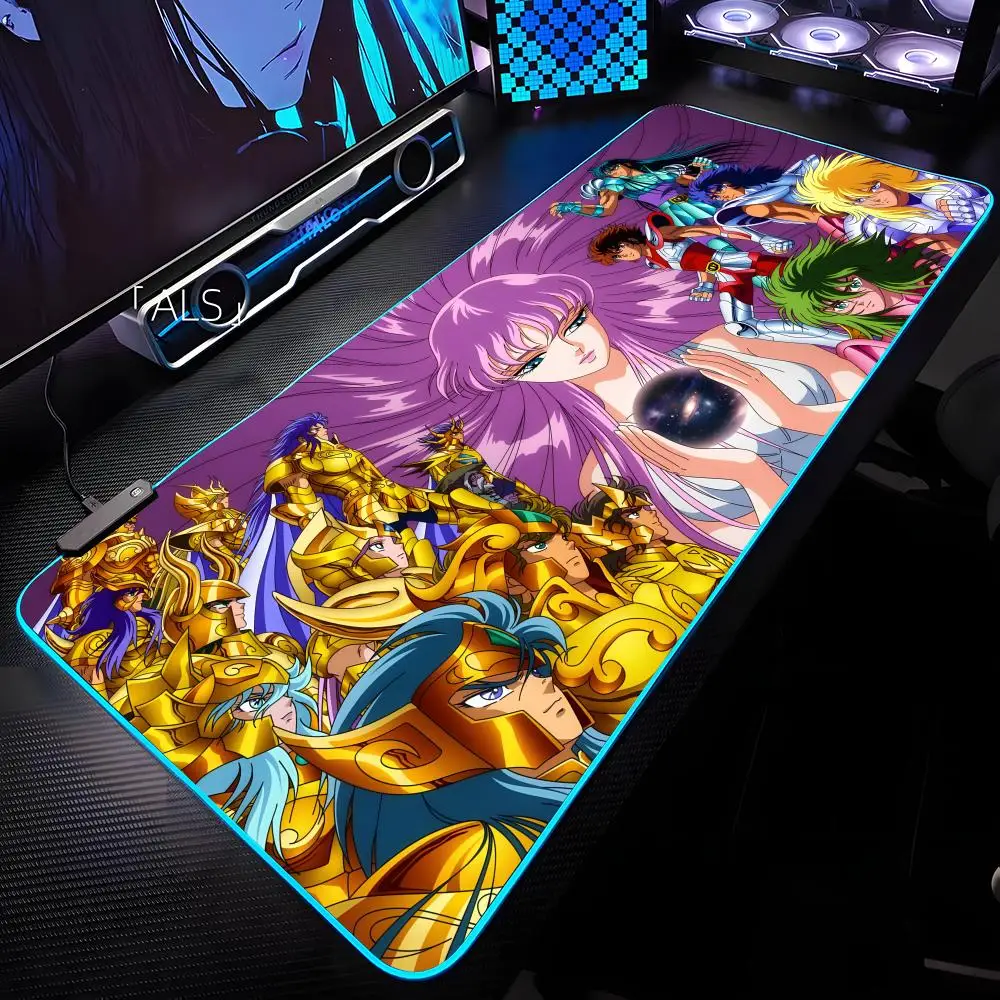 

S-Saint Seiya Mouse Pad RGB Backlit Mouse Pad Laptop Mouse Pad Laptop Gamer Computer Desk Gaming Accessories