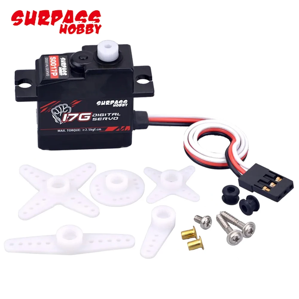 Surpass Hobby S0017P 25T 17g 1.8KG 4.8-6.0V Plastic Gear Digital Servo For RC Fixed-Wing Airplane Robot Car Boat Truck Off-road