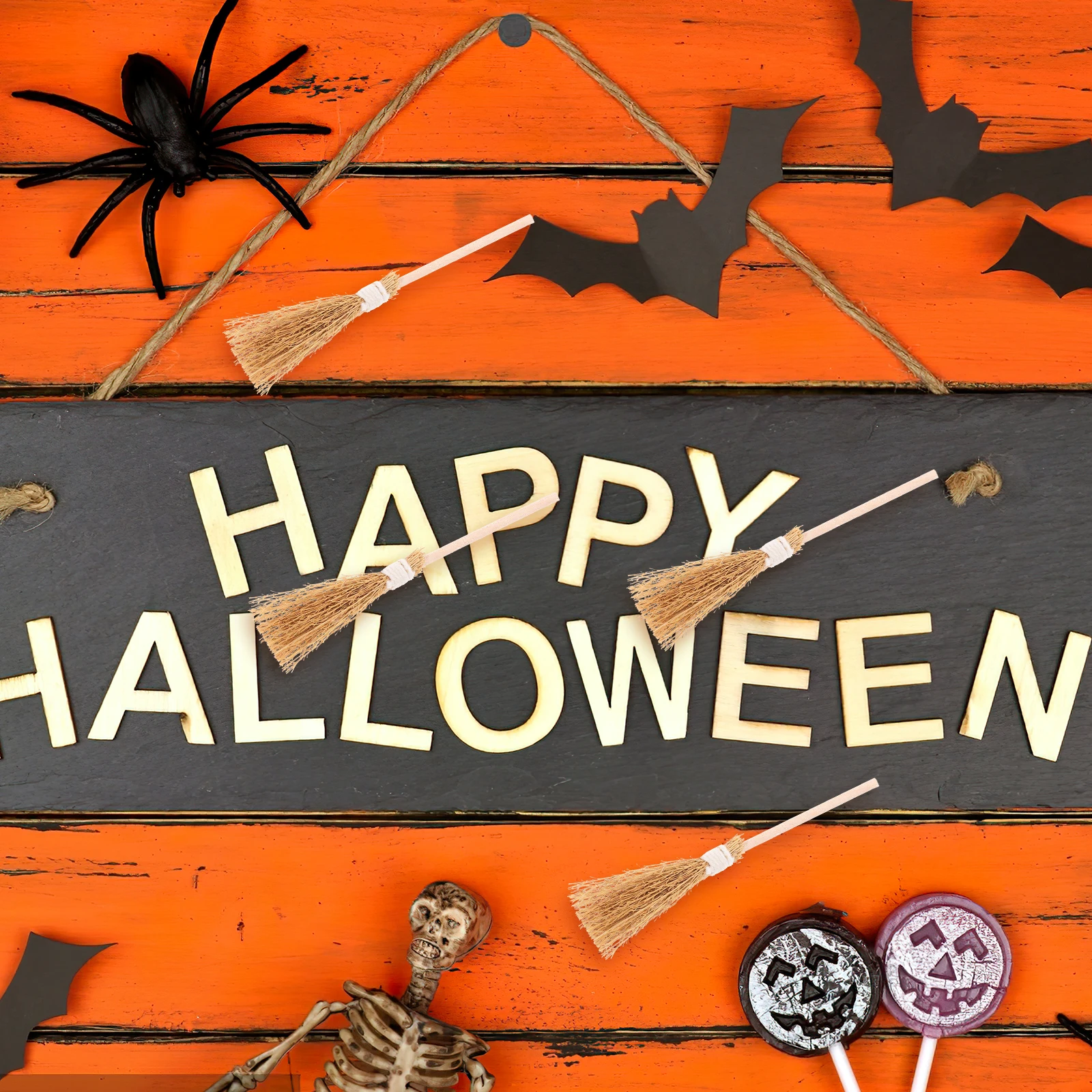 

6 Pcs Witch Broom Minature Mini Brooms Whisk Decorate Miscanthus Halloween Miniature Home Decoration Craft
