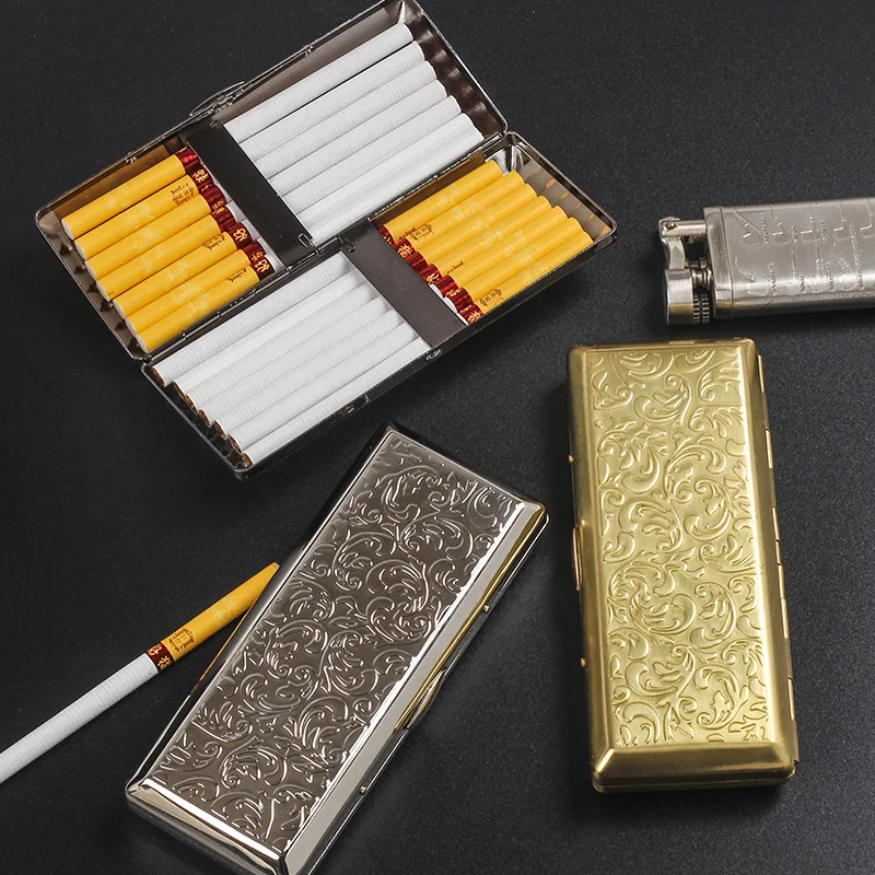 Vintage Double Sided Printing Cigarette Case 14 Sticks  Cigarette Boxes Tobacco Holders Anti-pressure Smoking Accessories