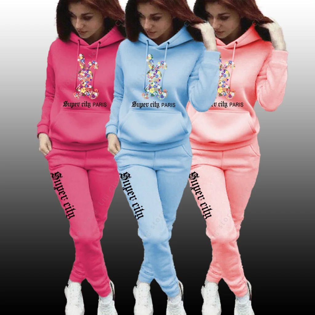 

Women's Sets Hoodies Pants 2pcs Suit Aesthetic Sports Jogging Home Outdoor Fashion High quality Clothes Women Tracksuit Winter