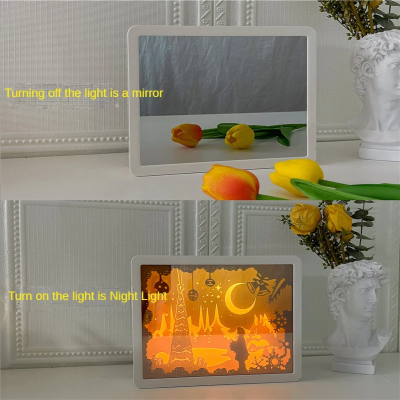 Practical Nightlight Mirror Niche High Sense Gift Girlfriend Send Boyfriend Bedroom Decorations Creative Christmas