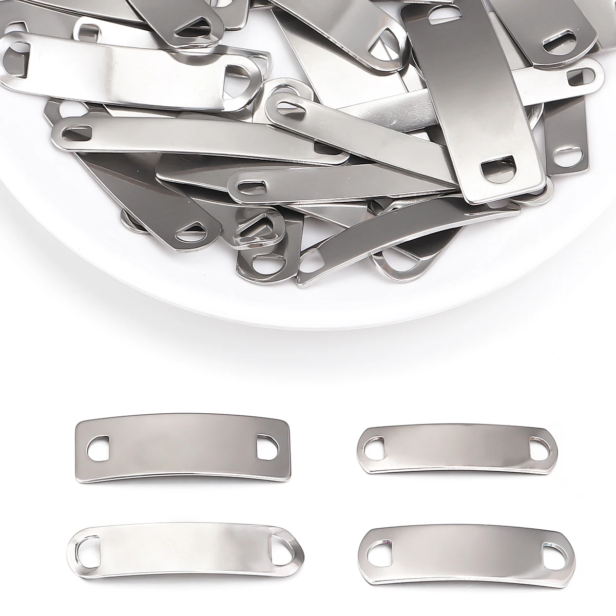 10 Stück/Set Edelstahl-Verbinder, rechteckige Blanko-Plättchen zum Handprägen für Schmuckherstellung, DIY Armband- und Halskettenzubehör