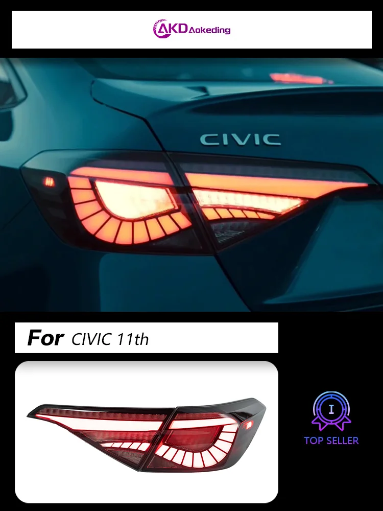 

for 22 11th generation Civic dragon scale tail light assembly modified LED rear tail light eagle eye streamer turn signal