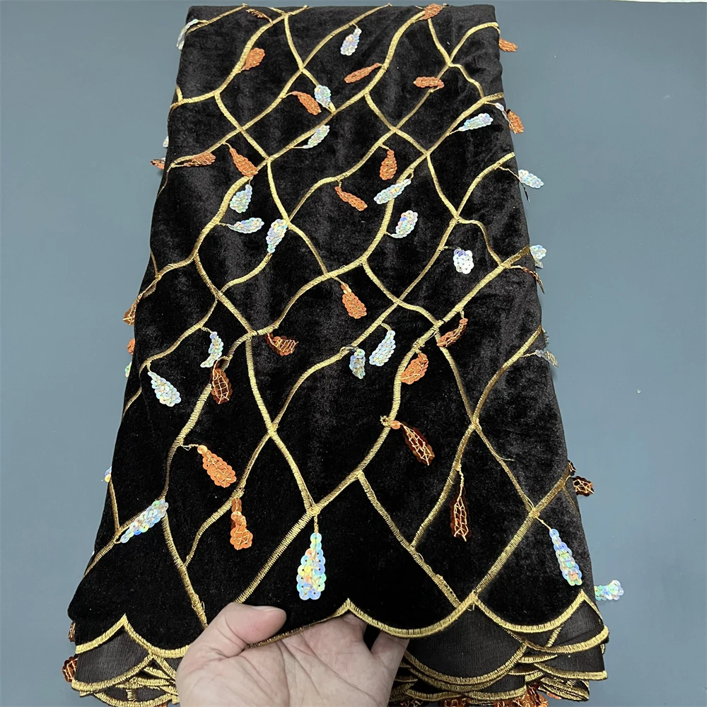 قماش دانتيل مخملي مطرز نيجيري أفريقي، للنساء، فستان زفاف، تول، أقمشة قطنية بالمتر، جودة عالية، 2025,5 ياردة