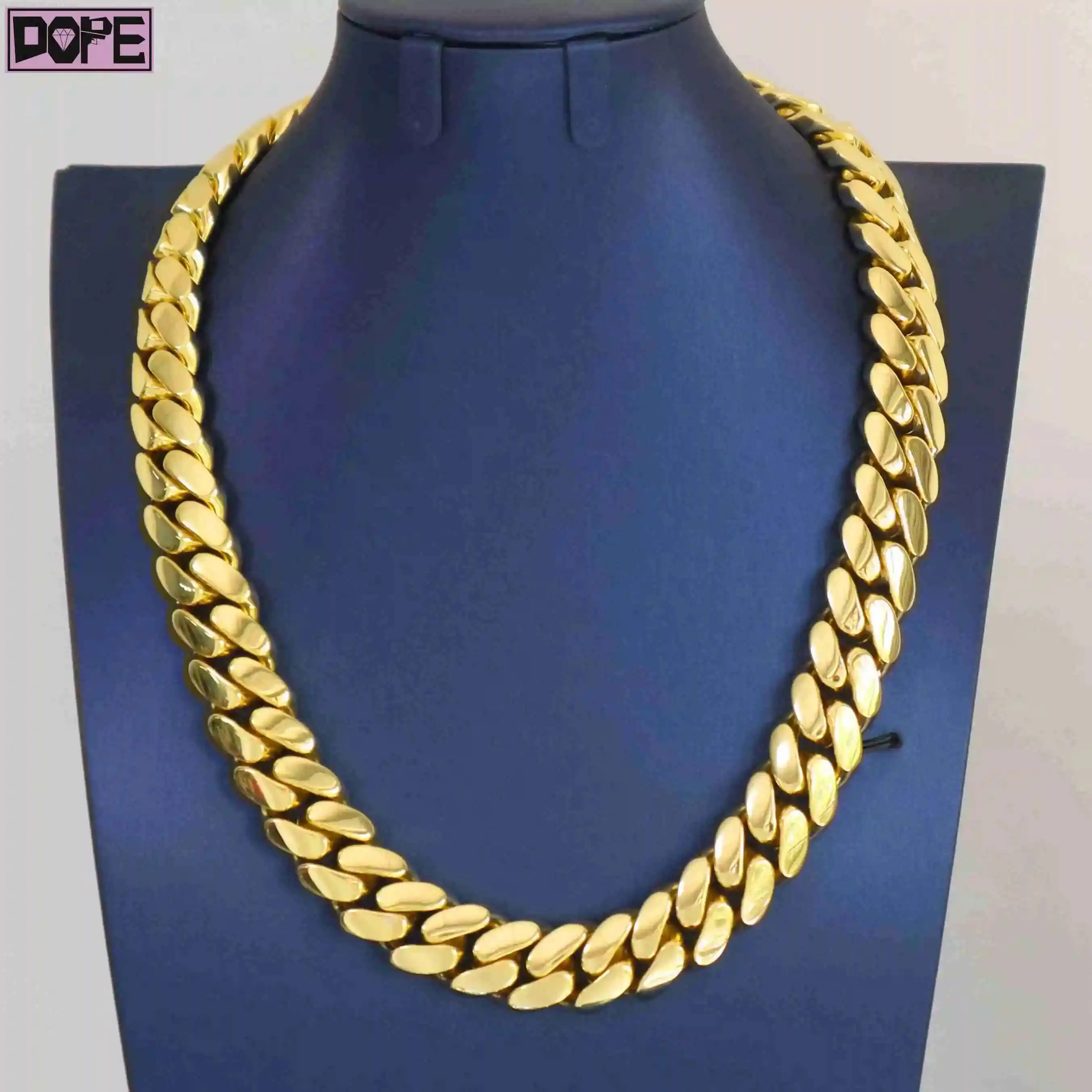 

High Quality Iced Out 18K Gold Plated 12mm Hiphop Miami Cuban Necklace 925 Sterling Silver Charming Cuban Chain