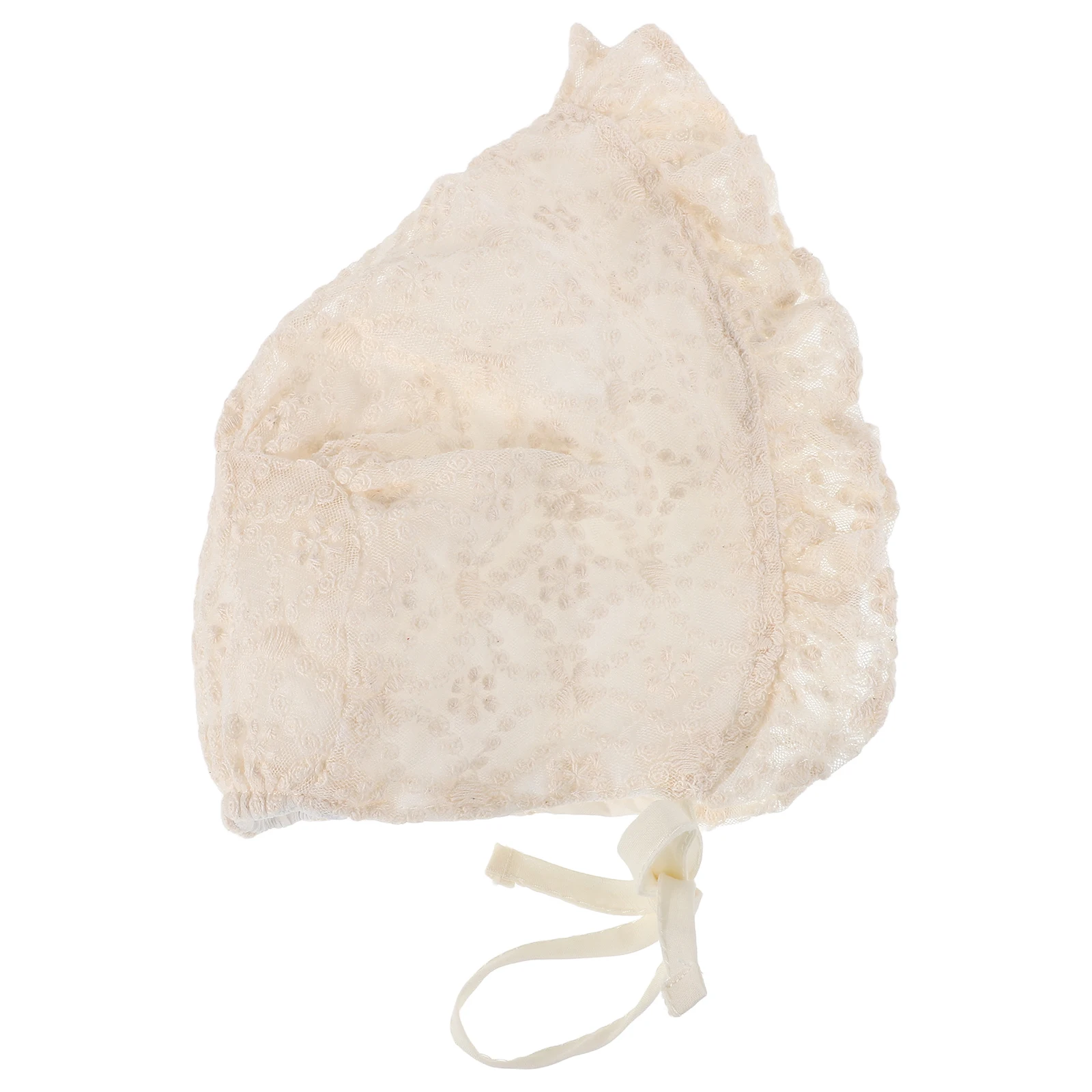 

Newborn Baptism Hat Soft Lace Bonnet Adjustable Straps Sunshade Wind Infant Princess Hat for Baby Girls Photoshoot