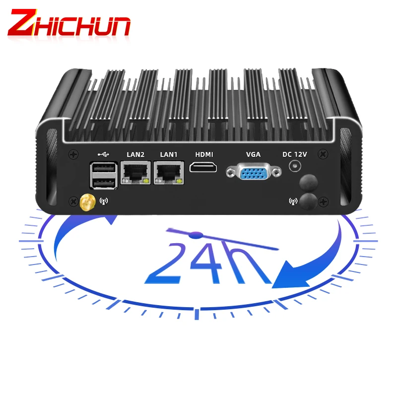 

ZHICHUN Hotsell 8th Core I7 Пассивное охлаждение, бесшумный и аппаратный автоматический настольный компьютер Тип C USB RJ45 Win10 Игровой мини-ПК