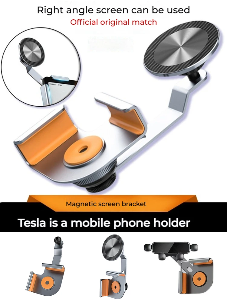 Dla Tesla Model 3/Y/3 Highland 2024 Uchwyt samochodowy na telefon Uchwyt boczny na ekran Magnetyczny regulowany uchwyt samochodowy na telefon Akcesoria — zdjęcie 2