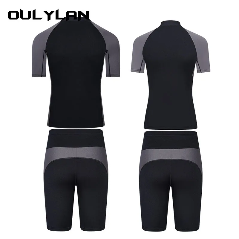 Oulylan 2mm Men Wetsuit Neoprene Diving Suit Split Short Sleeve Women  Wet Suit Front Zip Spearfishing Swim Surfing Swimwear