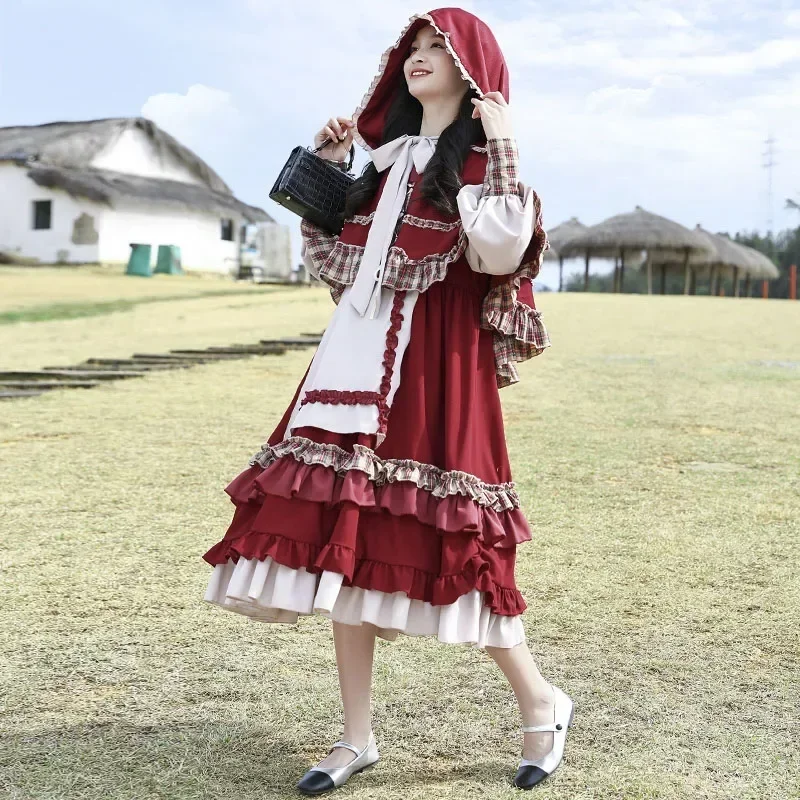 

Lolita Princess Dress Autumn Performance Costume Genuine Little Red Riding Hood Halloween Children's Dress