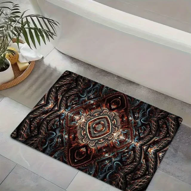 Anti-Rutsch-Bodenmatte mit geheimnisvollem Augenmuster und blaugoldenem Augen-Design, geeignet für drinnen und draußen, Badezimmer, Urlaub, Heimdekoration