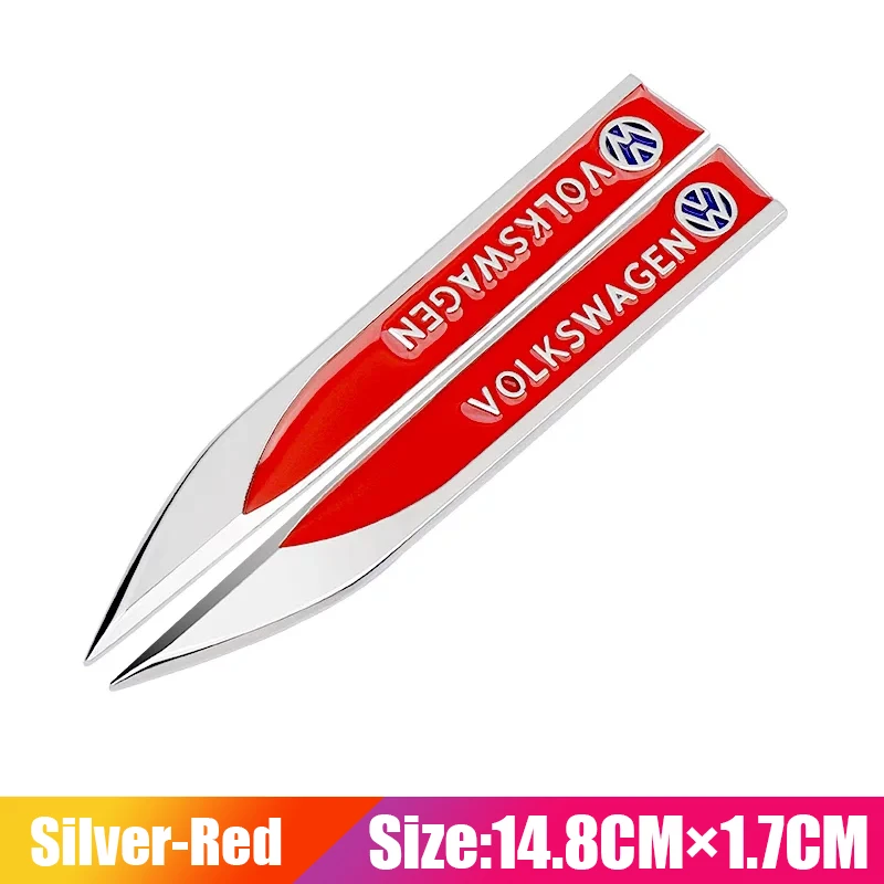 2 Stück Auto 3D Metall Seitenemblem Kotflügel Aufkleber Zubehör für VW Golf Tiguan T-Roc Polo Passat ID.4 T-Cross ID.3 Taigo