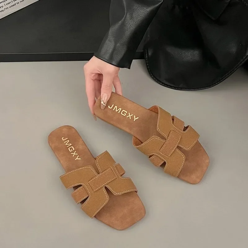 Summer New Women Slippers Flat Bottom Non-slip Outdoor Open Toe Beach Female Sandals Sexy Fashion Design Slides Woman Shoes