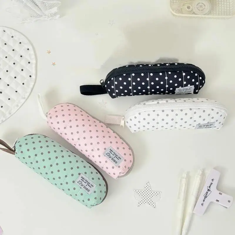 Ästhetisches Dot-Federmäppchen, tragbar, im koreanischen Stil, Handtaschenformat, große Kapazität, Schreibwaren-Organizer für Studenten – Detail 2