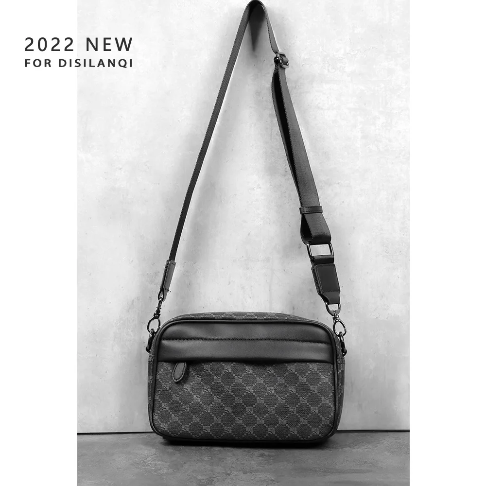 Modische karierte Herren-Umhängetasche, luxuriöse Leder-Schultertasche für Herren, Business-Umhängetaschen für Herren, Handtaschen, Satchels, Herren-Geldbörse – Detail 4
