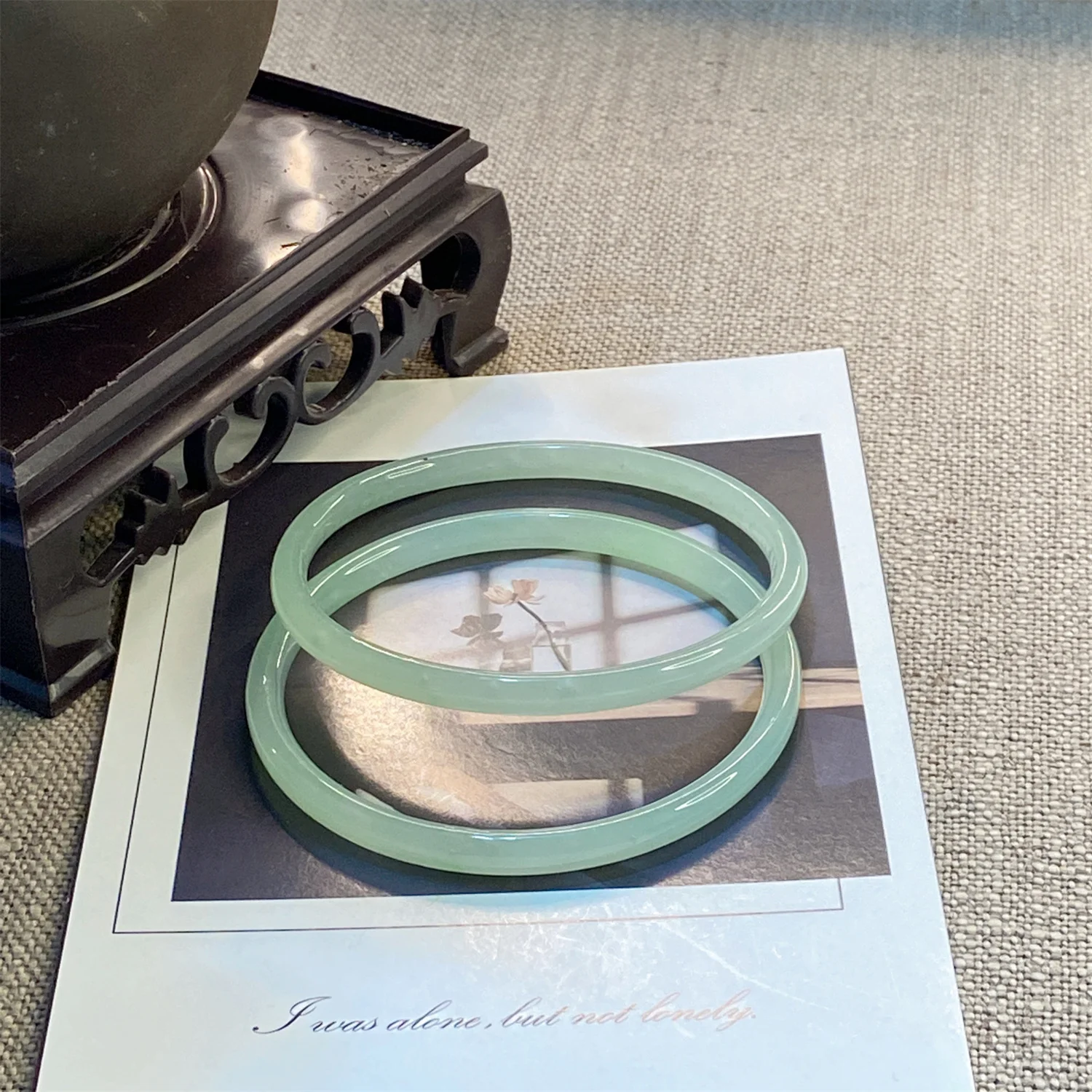 2Pcs/Set Imitation Natural Jade Jingle Bangles, Vintage Style