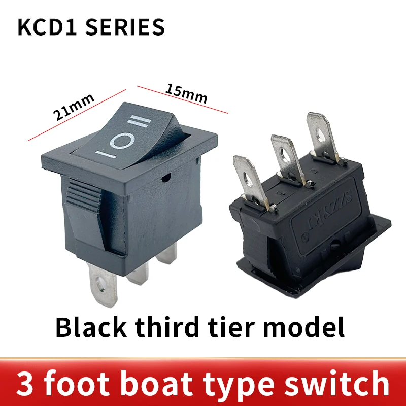 Promotion! 1 pcs kcd1 15*21mm SPDT Mini Black 3 Pin Rocker Switch AC 6A/250V 10A/125V KCD1