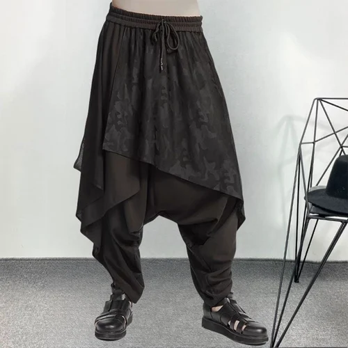 Imagen 2 del producto ARENS-pantalones Vintage para hombre, culottes holgados neutros y2k, pantalones góticos de pierna ancha, falda nueva de gran tamaño, pantalones creativos japoneses Harajuku