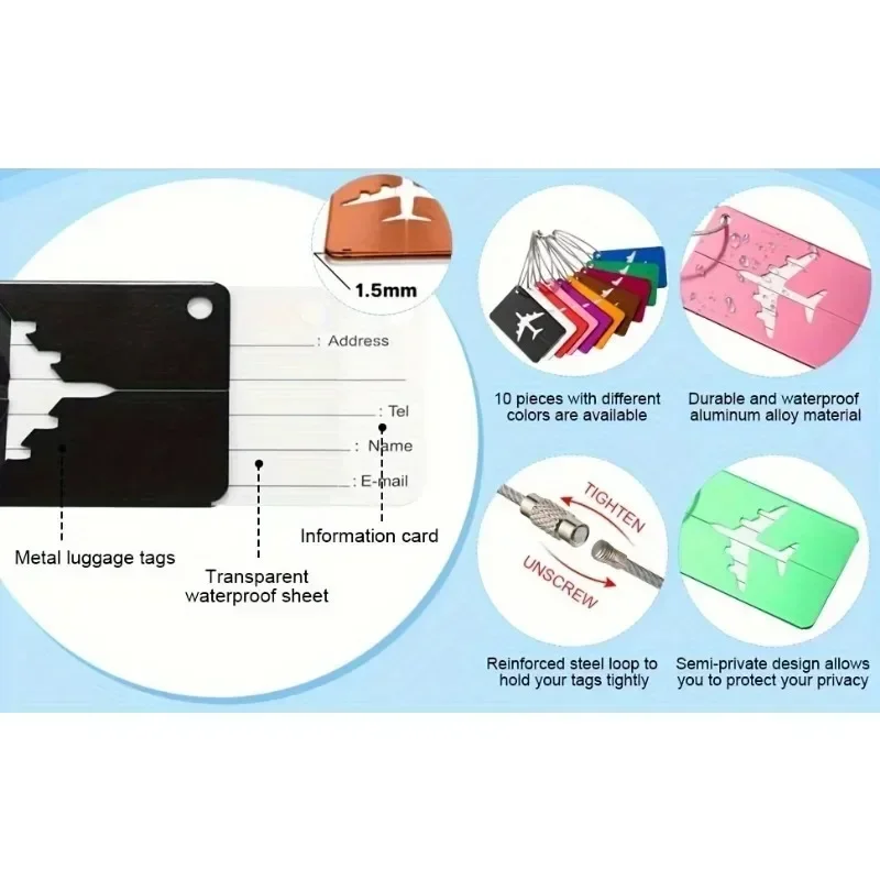 Reise Metall Gepäck anhänger Gepäck anhänger dauerhafte Gepäck identifikation mit Visitenkarte halter Mode Label Reise accessoires – Detail 9