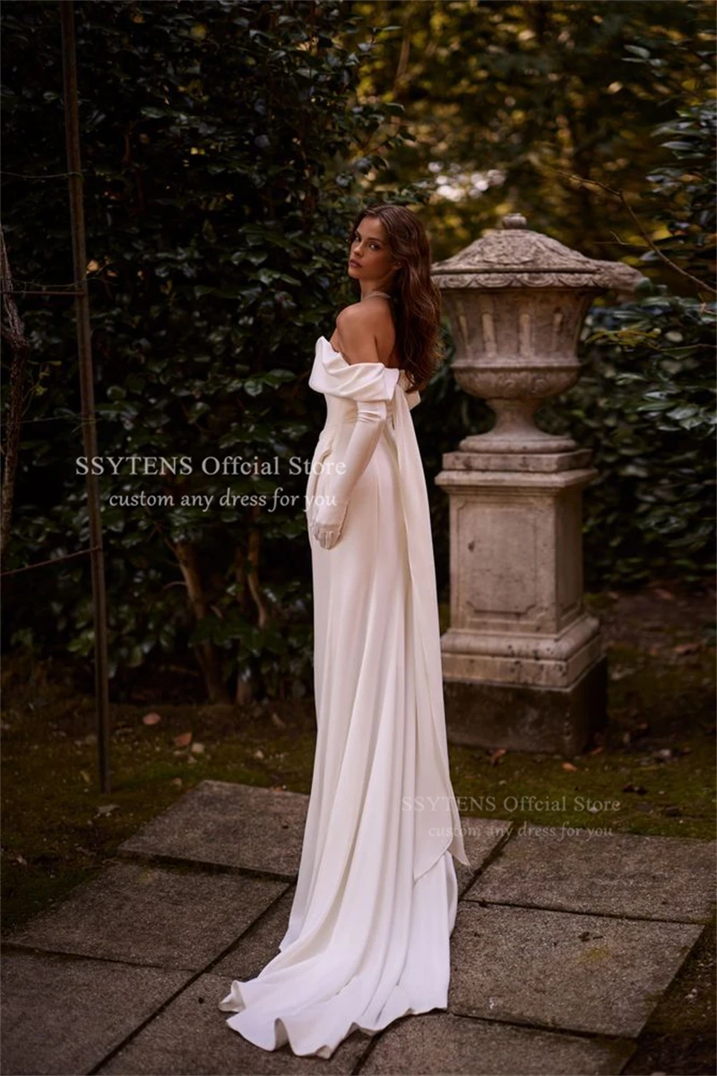 SSYTENS Elegant Ivory Mermaid Wedding Dresses Off the Shoulder Floor Bridal Gowns Side Slit Customized Luxurious Evening Dress