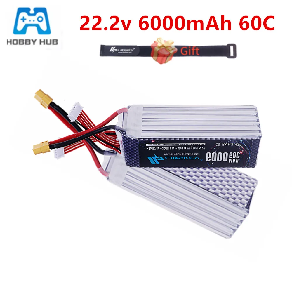 

Hobby HUB 6S 22.2V 6000mah Lipo Battery 60C For RC Airplane, Quadcopter, Off-road Racing Car, Vehicle 22.2V Battery