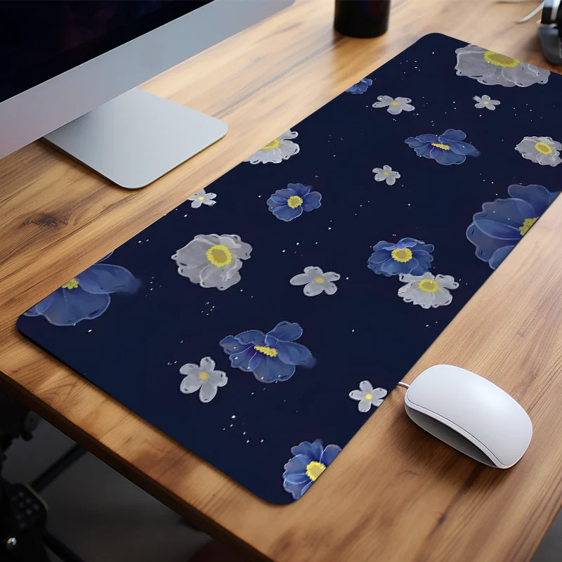 Serene Night Flowers Mouse Pad Large HD Desk Mat for Computers Non-Slip Rubber Base Ideal Gift for Office Students Worker