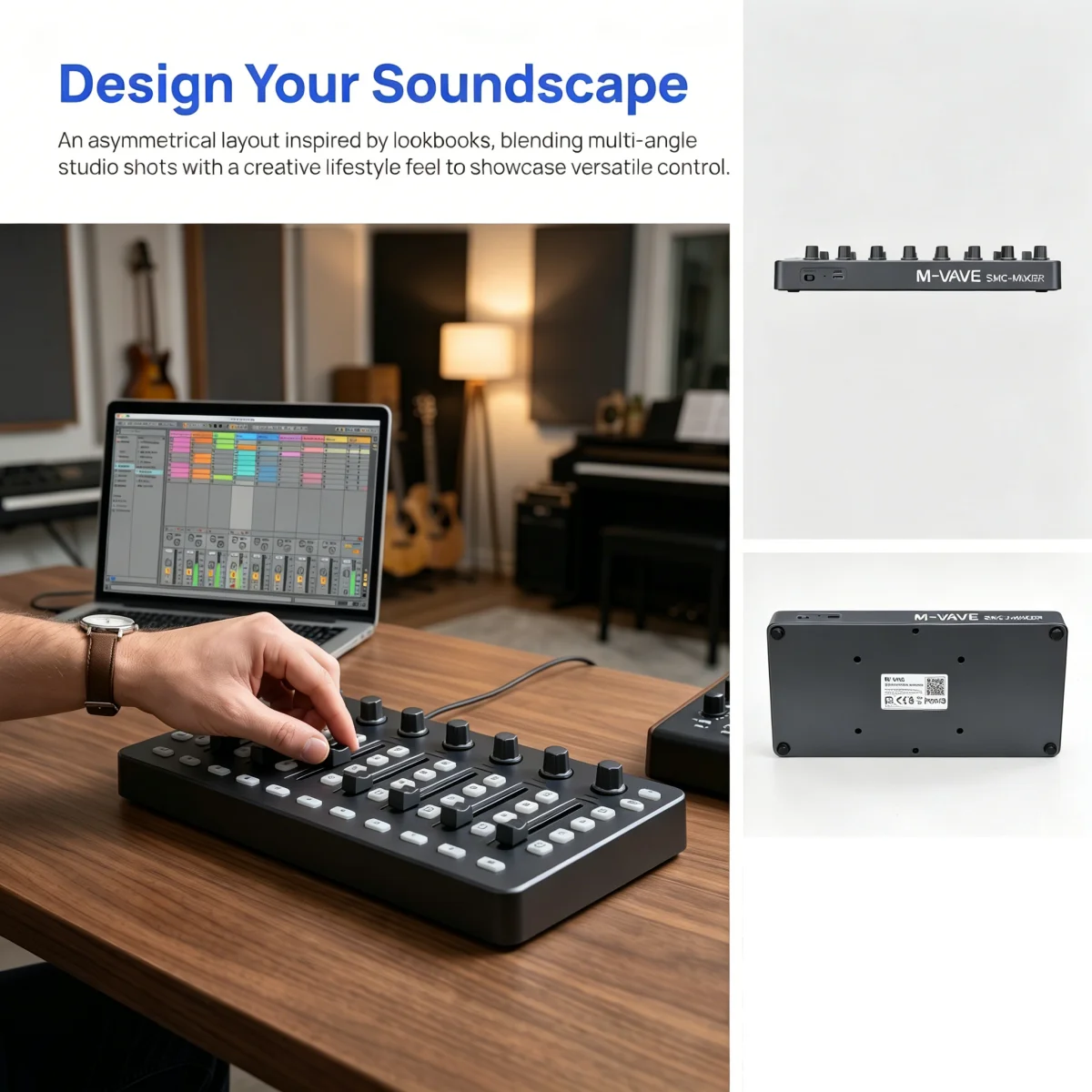 M-VAVE SMC-Mixer Wireless MIDI Controller, 43 Buttons 8 Faders 8