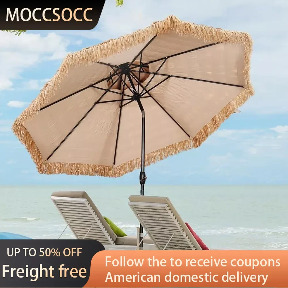 10FT Double Top Thatched Patio Umbrella Outdoor Tiki Umbrella W/wo LED Lights Garden Furniture Sets Without Base Freight Free