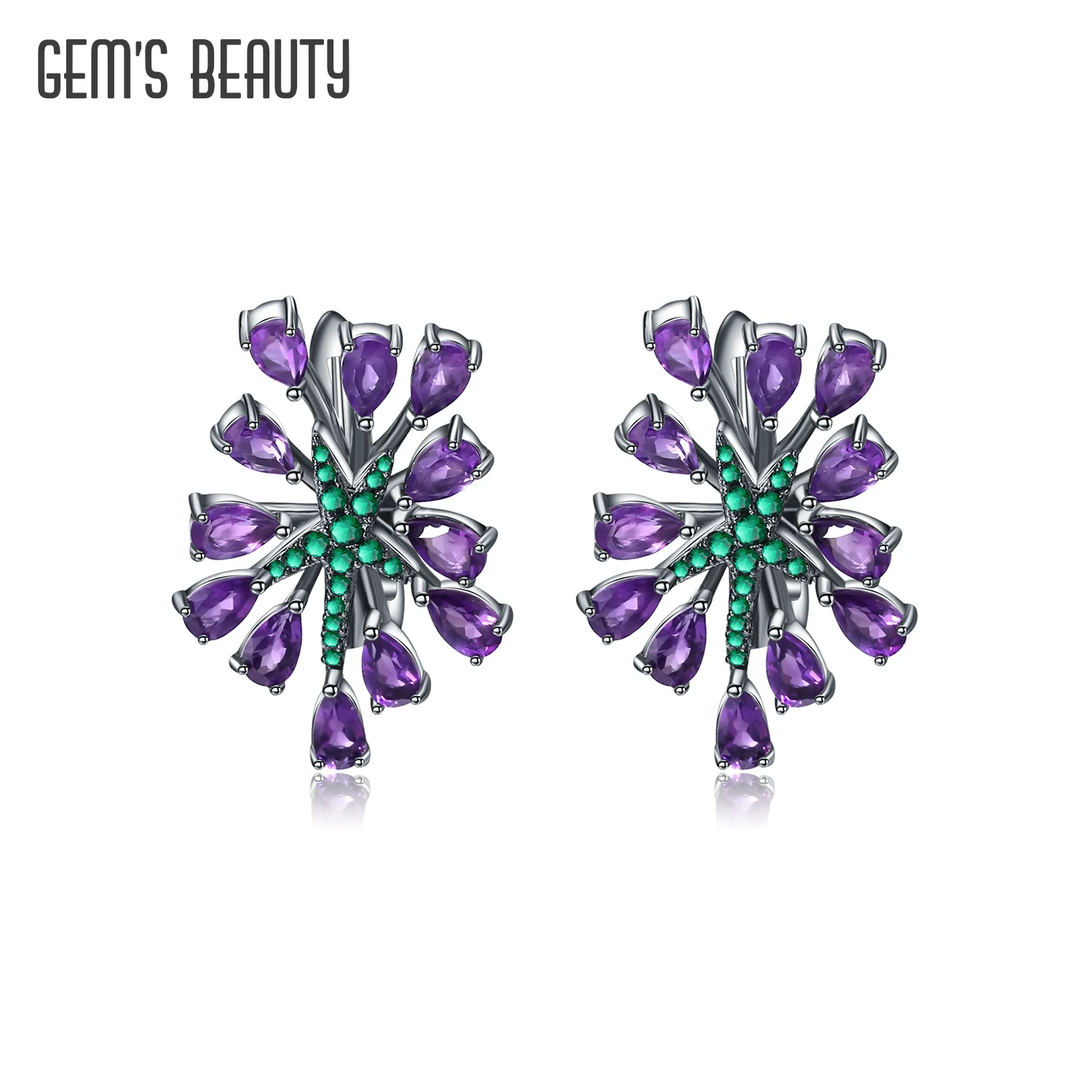 

GEM'S BEAUTY Natural Amethyst Wisteria Earrings 925 Sterling Silver Secret Garden Eardrop Romantic Gift Fine Jewelry for Women