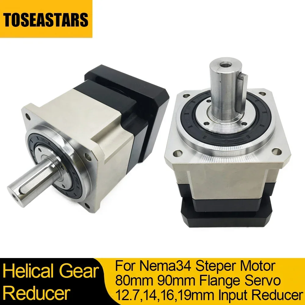 

Nema34 Stepper Motor Gearbox 3:1,5:1,10:1,50:1~100:1 Helical Gear 80 90mm Flange Servo Planetary Reducer 12.7,14,16,19mm Input