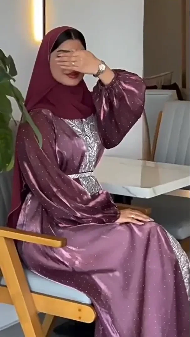 

Мусульманские комплекты с бриллиантами для женщин, платье Ид Рамадан, Дубай, Абая, Турция, кафтан, исламская одежда, арабский халат, марокканский кафтан, платье Джалабия