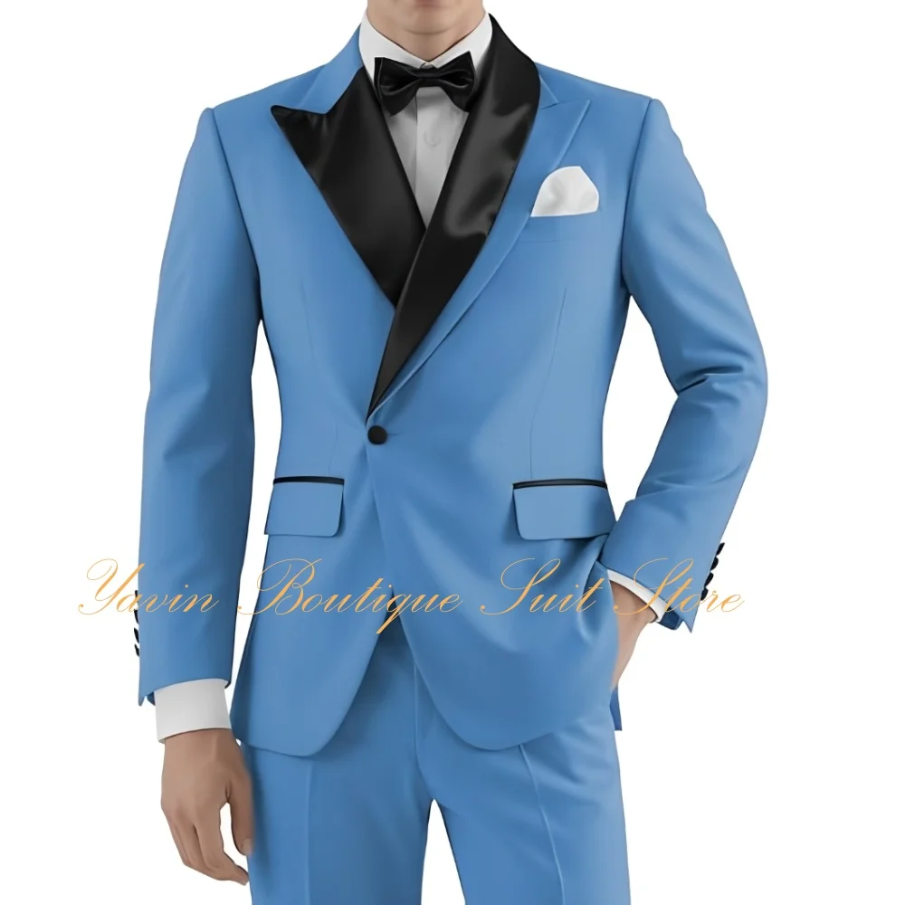

Formal 2 Piece Tuxedo for Men Slim Fit Wedding Groom Suit Set Peak Lapels Double Breasted Jacket and Pants Men's Suits