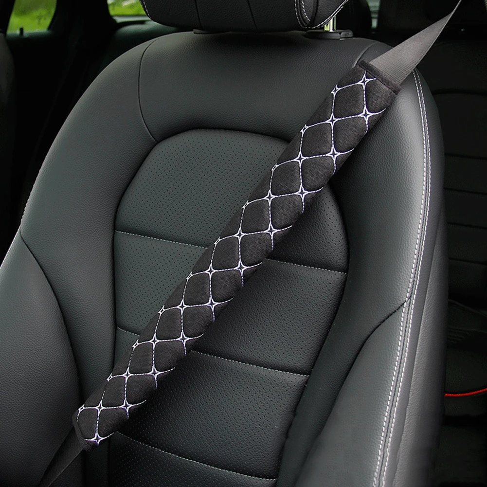 50/75cm Car Seat Belt Shoulder Guard Massage Net Breathable Four Seasons Padding Pad Car Interior Accessories Polyester Fiber