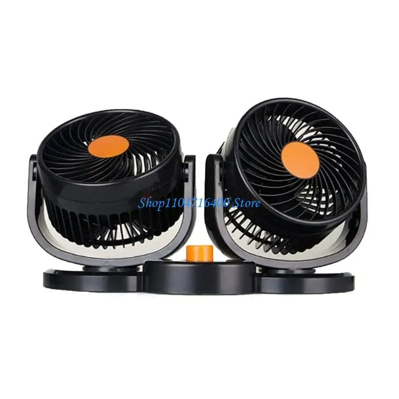 

y1gd 24V Car USB Fan Double Head 360 Rotation 3Wind Speed Cooling Fan for Truck SUV