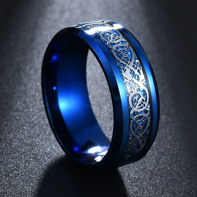 MeMolissa 6/8MM Minimalist Style Blue Stainless Steel Ring for Men Women Wedding Party Anniversary Rings Best  Jewelry Gift