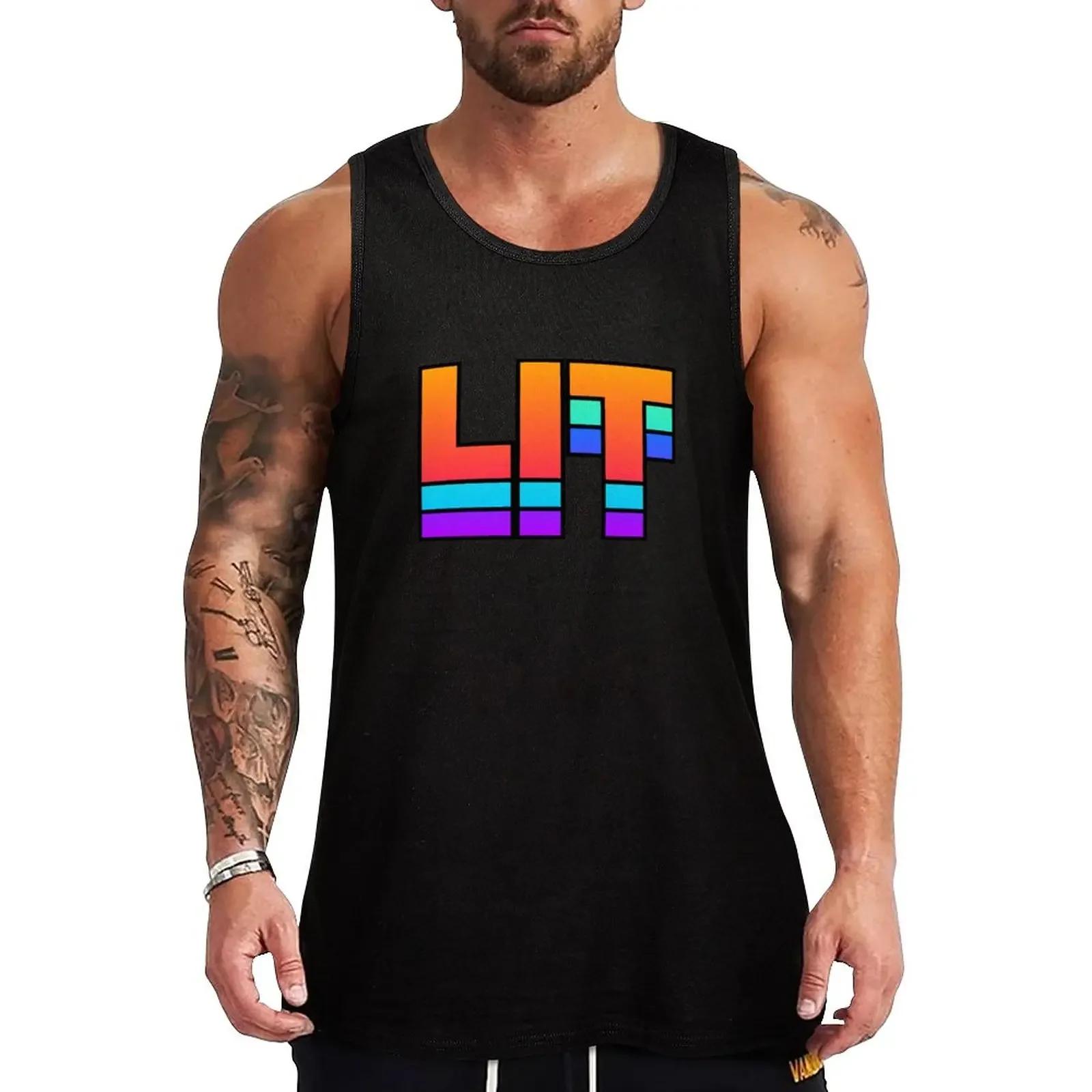 New LIT | EDM Rave Design Tank Top Vest t shirt gym