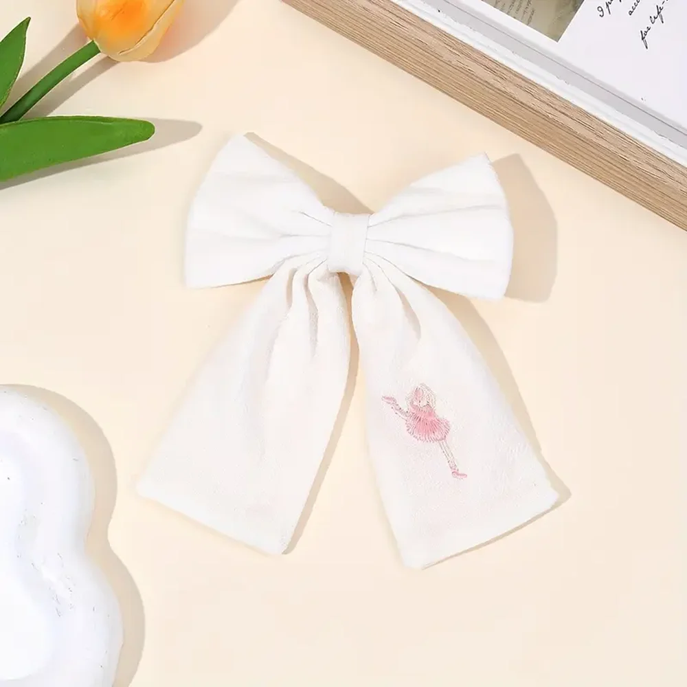 Pinzas para el cabello con lazos temáticos de Ballet para niñas, pasador de bailarina bordado hecho a mano, accesorios para el cabello para uso diario