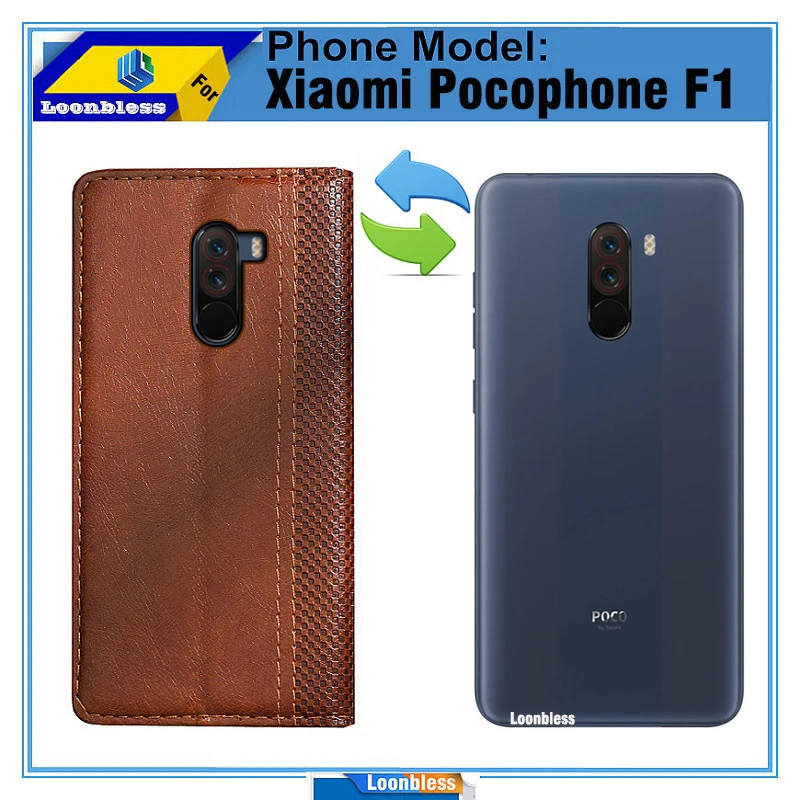 Pocophone F1（ケース、フィルムあり） Leather Flip Case for Xiaomi Pocophone F1