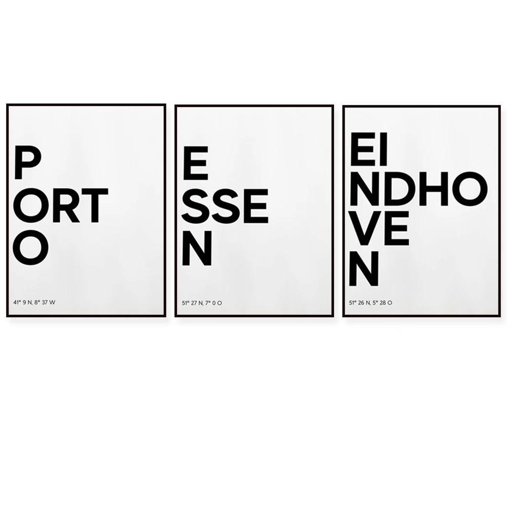 Wismar, London, Venice, Essen, Salzburg, Bremen, Porto, Los Angeles, Hannover travel and home posters, coordinates