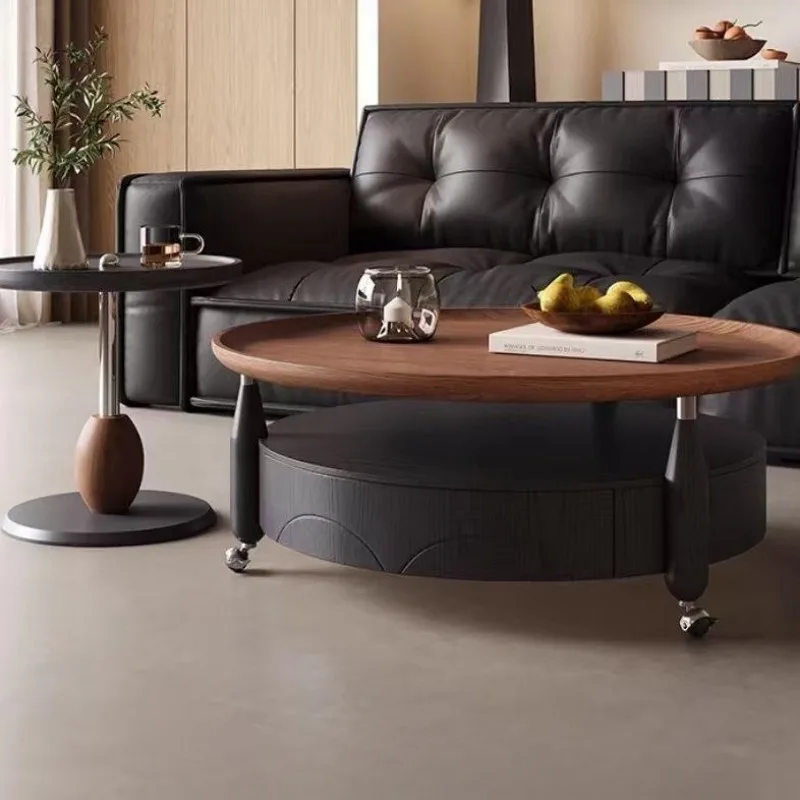 Living room coffee table walnut round size coffee table modern simple small apartment