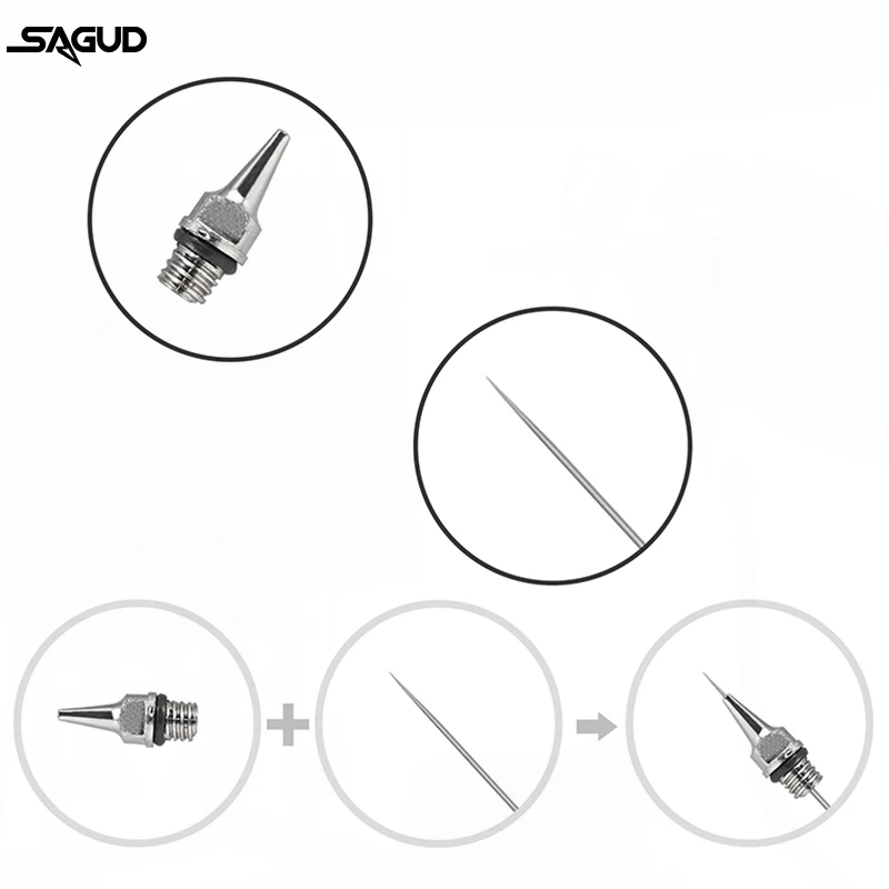 Aerograf 0.2/0.3/0.5mm dysza i wymiana igły zestaw akcesoria narzędziowe do wiele rodzajów części zamiennych do aerografu