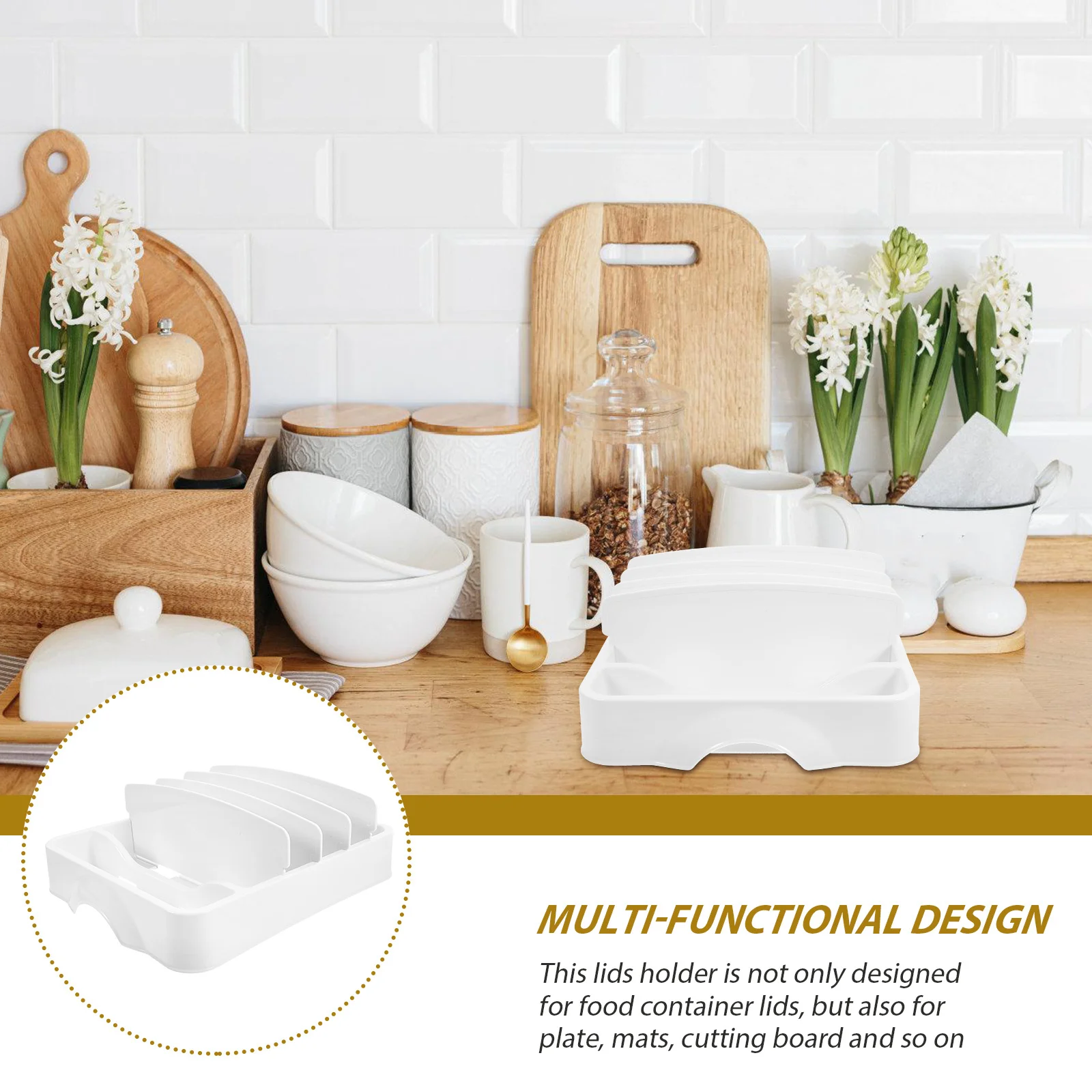 

ABS Kitchen Organizer Multi-Functional Silverware Storage Container Fork Spoon Chopsticks Holder for Lids Plates Cutting