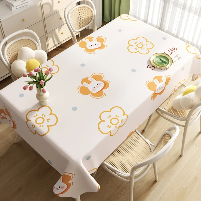 Dopamine Dining Tablecloth Waterproof Oilproof Wash-Free Heat Insulation Anti-Scald Rectangular Tablecloth Light Luxury High-End