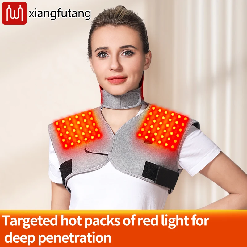 

Red Light Electric Heating Shawl/Vest Vibration Massager-Hot Compress Relieves Neck Joint Fatigue Stiffness 3-Level Timer Winter